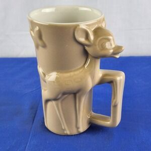 Disney Store Bambi Ceramic Coffee Tall Mug 3D Genuine Authentic Tan 3.5" Dia 6"T